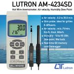Lutron AM-4234SD - Hot Wire Anemometer & Air velocity, Air flow, Humidity, Dew point, Type K/J Temp.