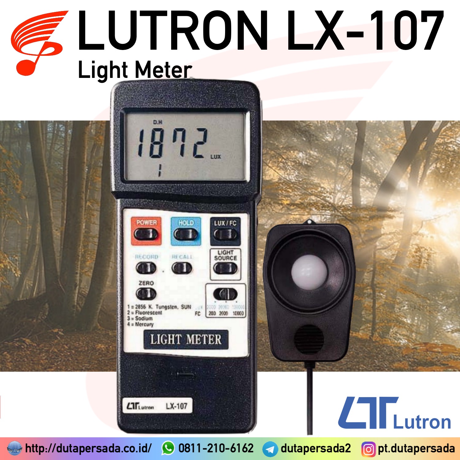 Lutron LX-107 - Light / Lux Meter (Tungsten / Fluorescent / Sodium / Mercury)