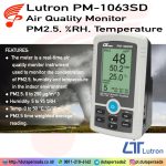 Lutron PM-1063SD - Air Quality Monitor / Particulate Matter (PM2.5, %RH, Temp.)