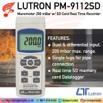 Lutron PM-9112SD - Manometer 200 mBar with SD Card Real Time Recorder