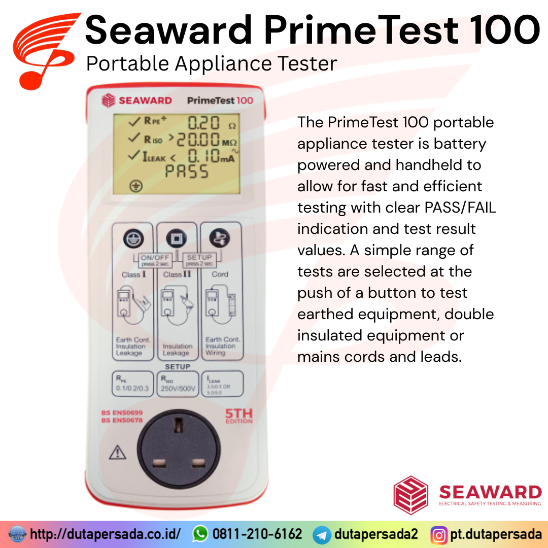 Seaward PrimeTest 100 - Portable Appliance Tester (PAT Tester)