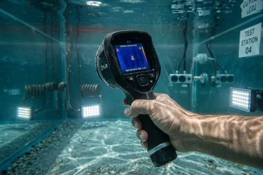uji coba thermal camera di dalam air